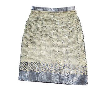 Christian Cota Women's Leather Silver Cream Side zip Silk Lined over Knee 4